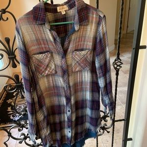 Cloth and Stone Plaid Button Down Dress